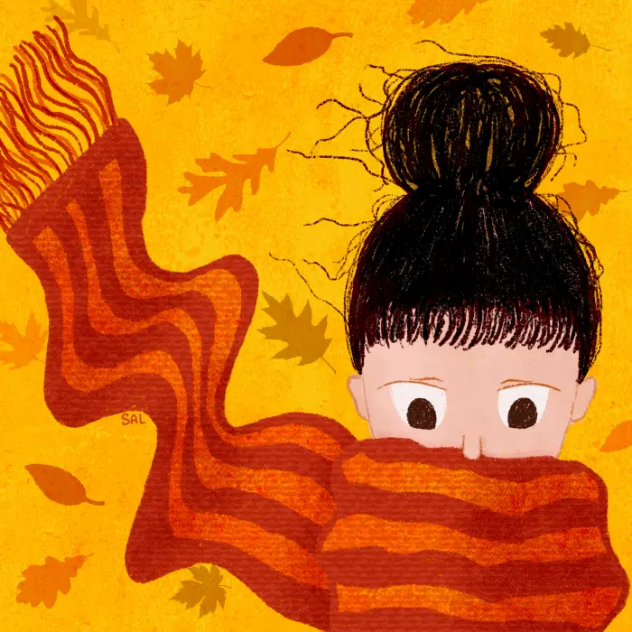 Illustration: Herbstmädchen mit Schal
