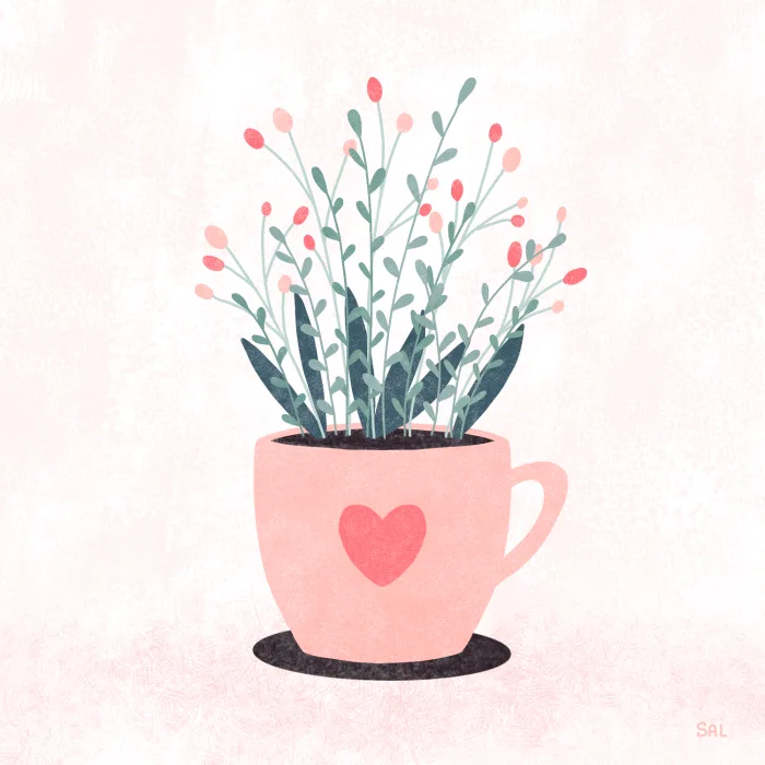 Illustration: Tasse mit Pflanzen