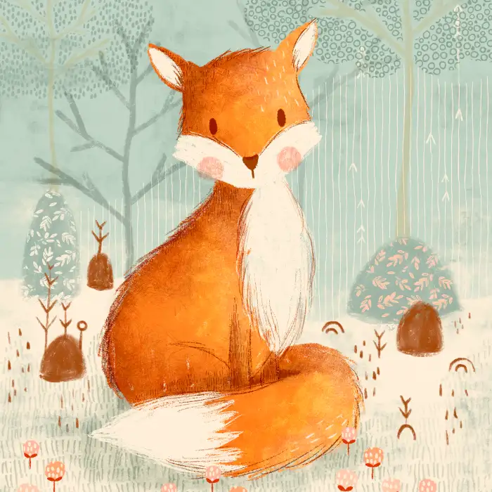 Illustration: Fuchs im Wald
