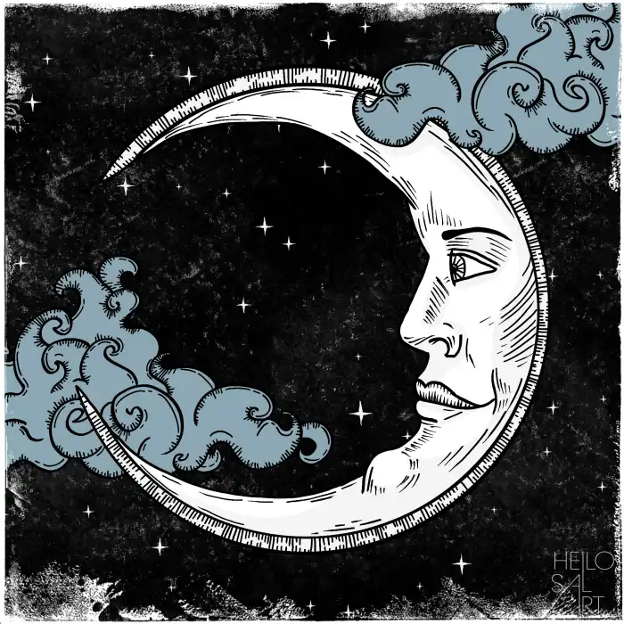 Vintage Moon Illustration