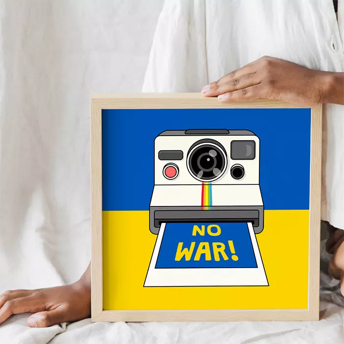 "No War" Polaroid Kamera Illustration